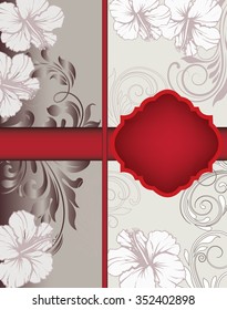 Vintage invitation card with ornate elegant retro abstract floral design. Vector illustration.