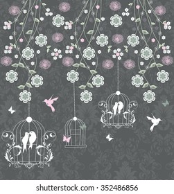 Vintage invitation card with ornate elegant retro abstract floral design. Vector illustration.