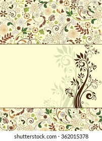 Vintage invitation card with ornate elegant retro abstract floral design. Vector illustration.
