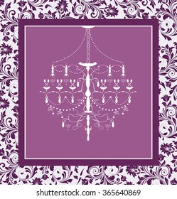 Vintage invitation card with ornate elegant retro abstract floral design. Vector illustration.
