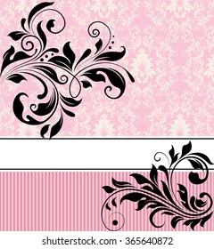 Vintage invitation card with ornate elegant retro abstract floral design. Vector illustration.
