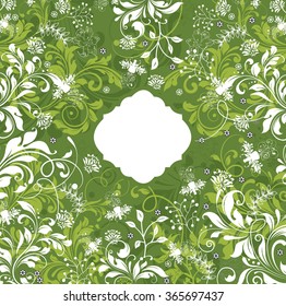 Vintage invitation card with ornate elegant retro abstract floral design. Vector illustration.
