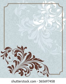 Vintage invitation card with ornate elegant retro abstract floral design. Vector illustration.
