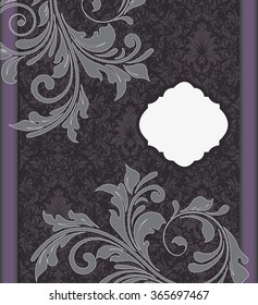 Vintage invitation card with ornate elegant retro abstract floral design. Vector illustration.
