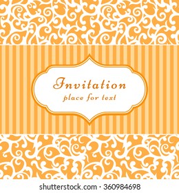 Vintage invitation card with pattern. Vector illustration. 