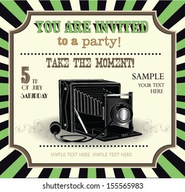 vintage invitation card with retro elements