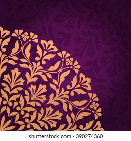 Vintage invitation card with round Indian ornament.