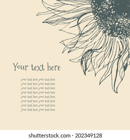 Vintage invitation card with sunflower.