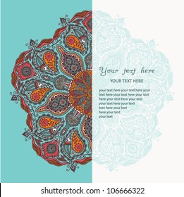 Vintage invitation card. Template frame design for card. Vintage Lace Doily.Can be used for packaging,invitations, Valentine's Day decoration,bag template, print for packet, cup.