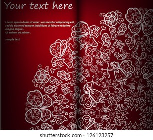 Vintage invitation card . Template frame design for card. Vintage Lace Doily.Can be used for packaging,invitations, Valentine's Day decoration,bag template.Red color.