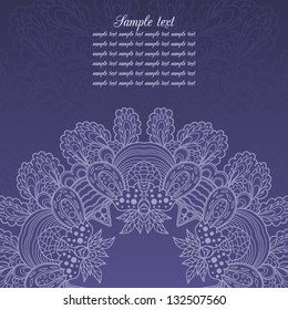 Vintage invitation card. Template frame design for card. Dark blue background.
