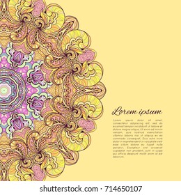 Vintage invitation card. Template frame design for card. Illustration with lace frame decoration. Vector background. 