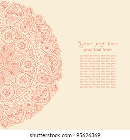 Vintage invitation card. Template frame design for card. Vintage Lace Doily.Can be used for packaging,invitations, Valentine's Day decoration,bag template, print for packet, cup.