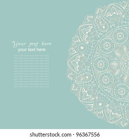 Vintage invitation card. Template frame design for card. Vintage Lace Doily.Can be used for packaging,invitations, Valentine's Day decoration,bag template, print for packet, cup.