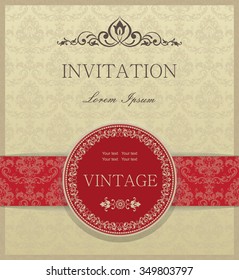 Vintage invitation card with Victorian ornament