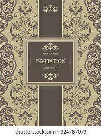 Vintage invitation card with Victorian ornaments