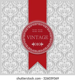 Vintage invitation card with Victorian ornaments in silver