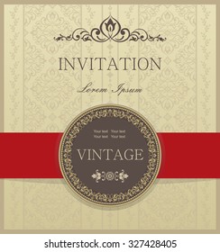 Vintage invitation card with Victorian ornaments