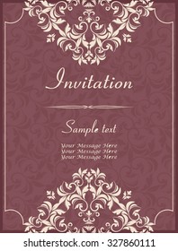 Vintage invitation card with Victorian ornaments
