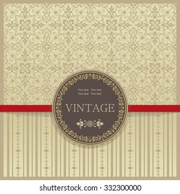 Vintage invitation card with Victorian ornaments in gold