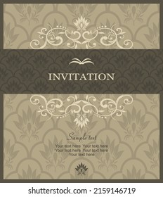 tarjeta de invitación vintage con patrón victoriano