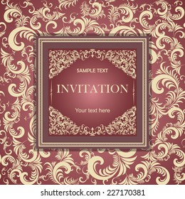 vintage invitation card with Victorian pattern