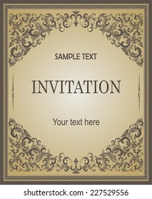 vintage invitation card with Victorian pattern 