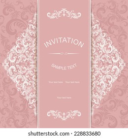 vintage invitation card with victorian pattern