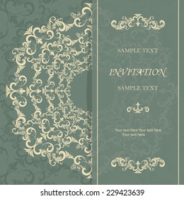 vintage invitation card with victorian pattern