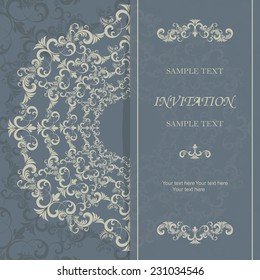 vintage invitation card with victorian pattern 