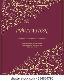 vintage invitation card with victorian pattern 