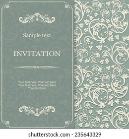 vintage invitation card with victorian pattern 