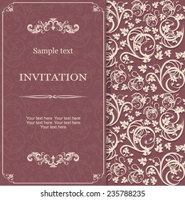 vintage invitation card with victorian pattern 