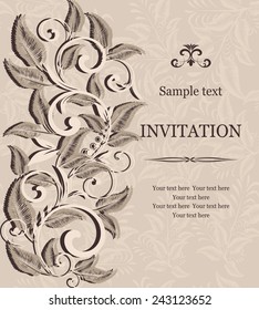 vintage invitation card with victorian pattern 