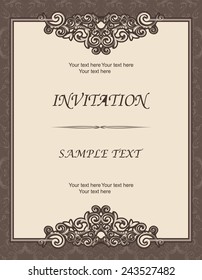 vintage invitation card with Victorian pattern 