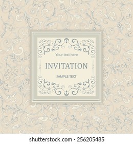 vintage invitation card with victorian pattern