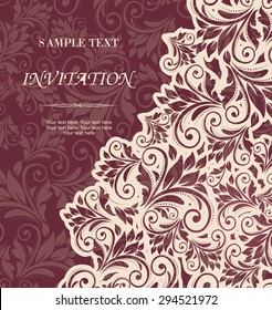vintage invitation card with victorian pattern