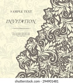 vintage invitation card with victorian pattern