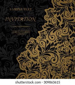 vintage invitation card with victorian pattern