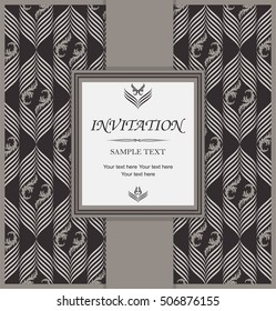 vintage invitation card with victorian pattern 