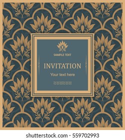 Vintage Invitation Card With Victorian Pattern