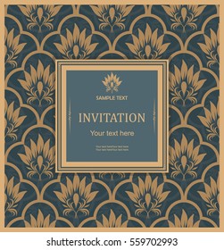 vintage invitation card with victorian pattern