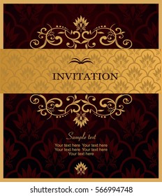 vintage invitation card with victorian pattern 