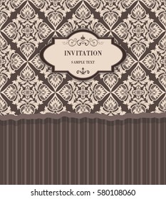 vintage invitation card with victorian pattern