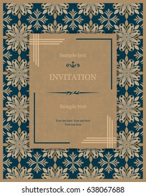 vintage invitation card with victorian pattern. Elegant greeting card design