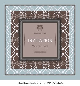 vintage invitation card with victorian pattern. Elegant greeting card design