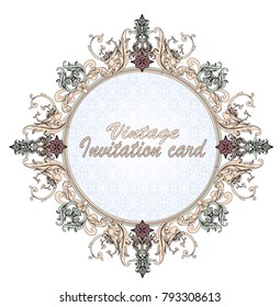 vintage invitation card with victorian style  elements