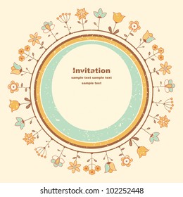 Vintage invitation Card for wedding, birthday, and other events.  Grunge effect can be removed. EPS 8 vector.