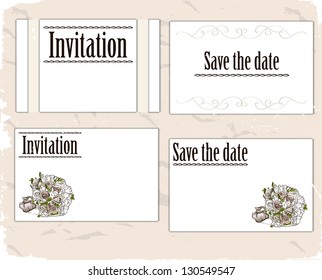 Vintage invitation cards set. Vector illustration EPS10