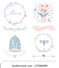 Vintage Invitation Collection in vector for wedding, baby shower or birthday.  For design or scrapbook